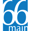 A blue and black graphic with the number 66 and the word main.